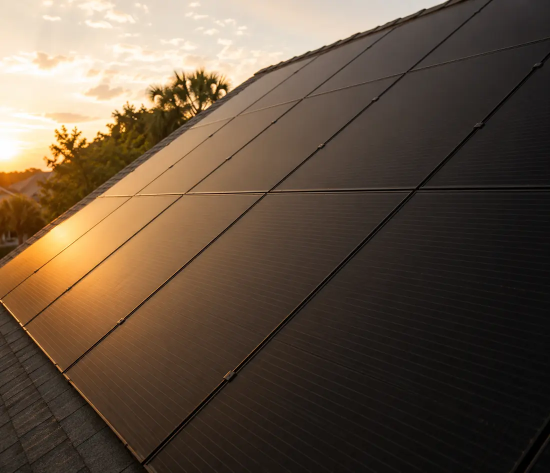 Rooftop covered with black-on-black solar panels